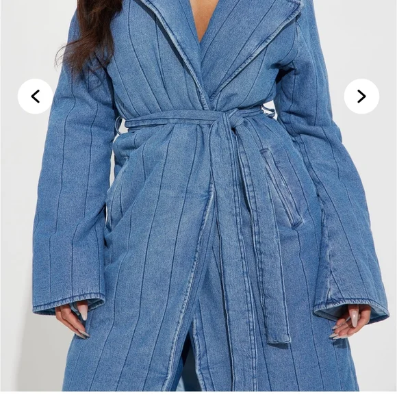 Blue Denim Long Coat Fashion Nova - Picture 4 of 5
